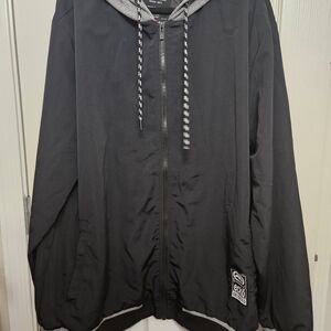 Ecko Unlimited Black and Gray Hooded Windbreaker